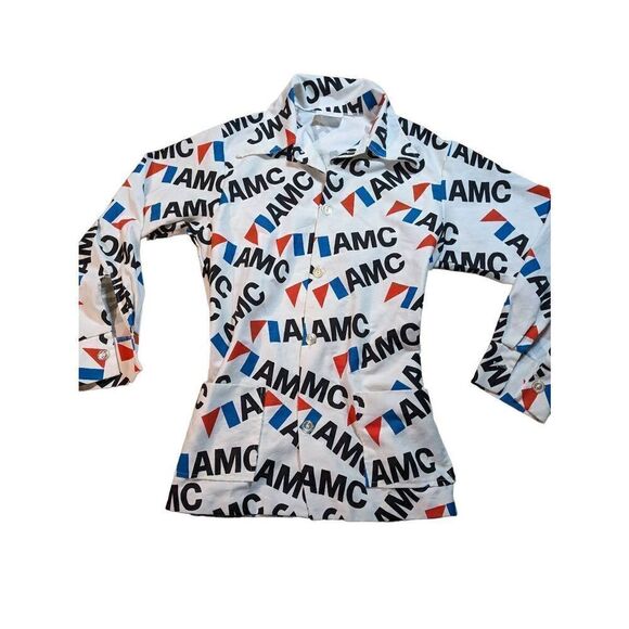 AMC 1974 promotional all over logo button down shirt. Very RARE. Was only given - Picture 1 of 11